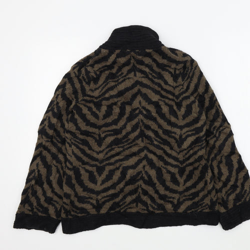 M&S Womens Brown Geometric  Cardigan Jumper Size 12