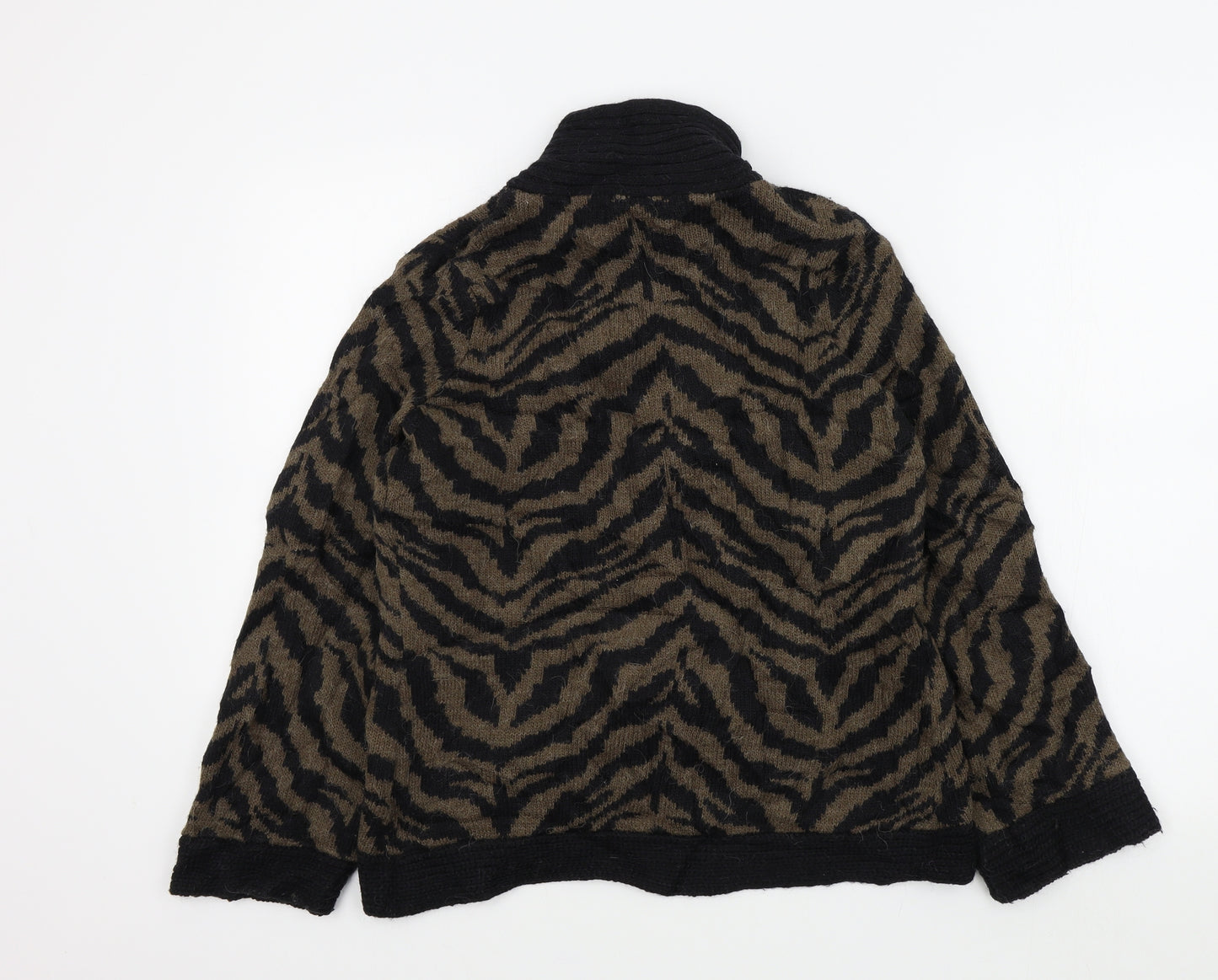 M&S Womens Brown Geometric  Cardigan Jumper Size 12