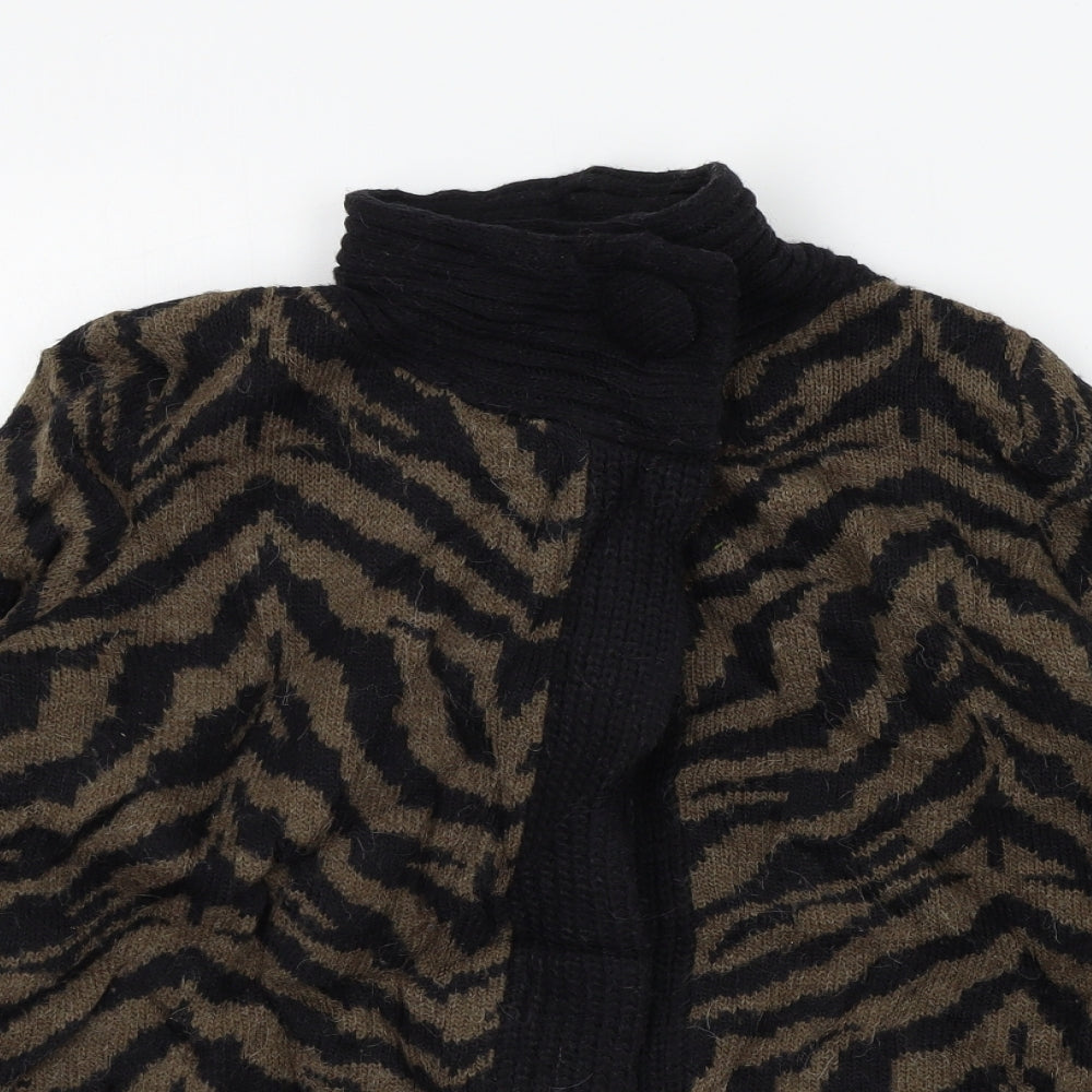 M&S Womens Brown Geometric  Cardigan Jumper Size 12