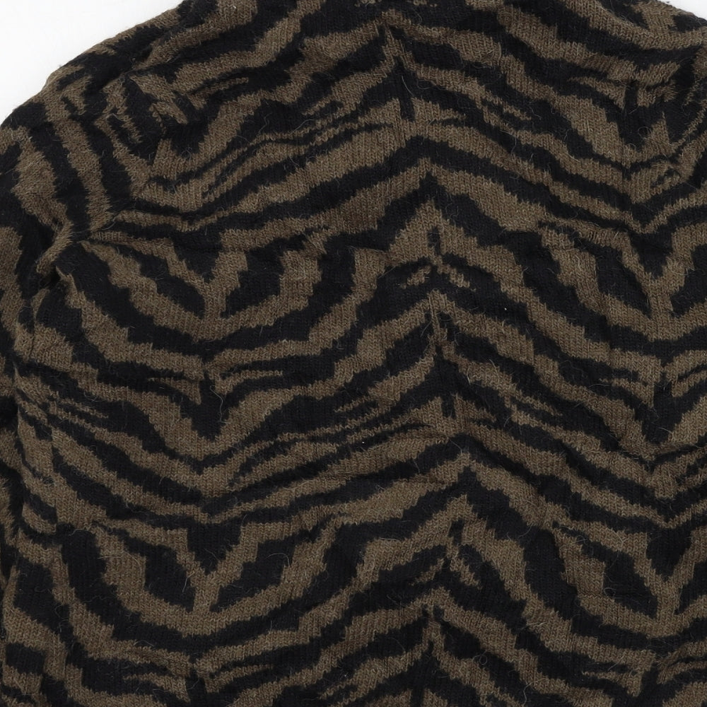 M&S Womens Brown Geometric  Cardigan Jumper Size 12