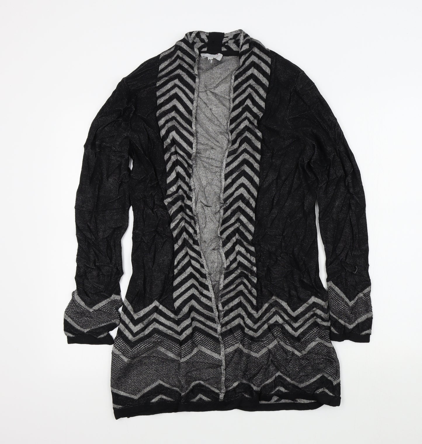 M&S Womens Black Geometric  Cardigan Jumper Size 10