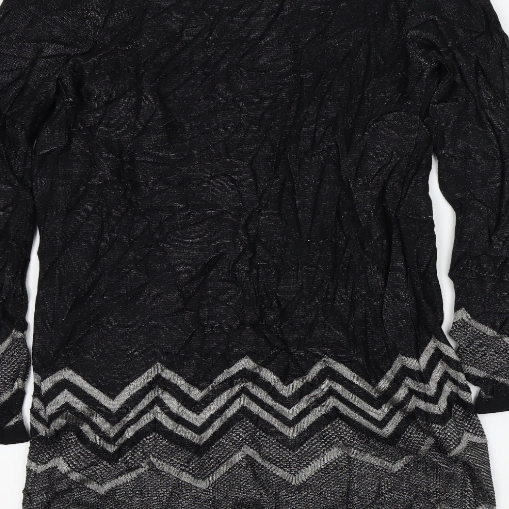 M&S Womens Black Geometric  Cardigan Jumper Size 10