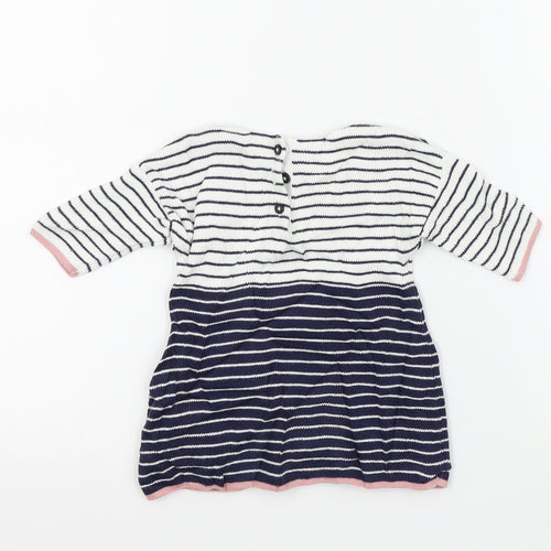 M&S Girls Blue Striped  A-Line  Size 0-3 Months