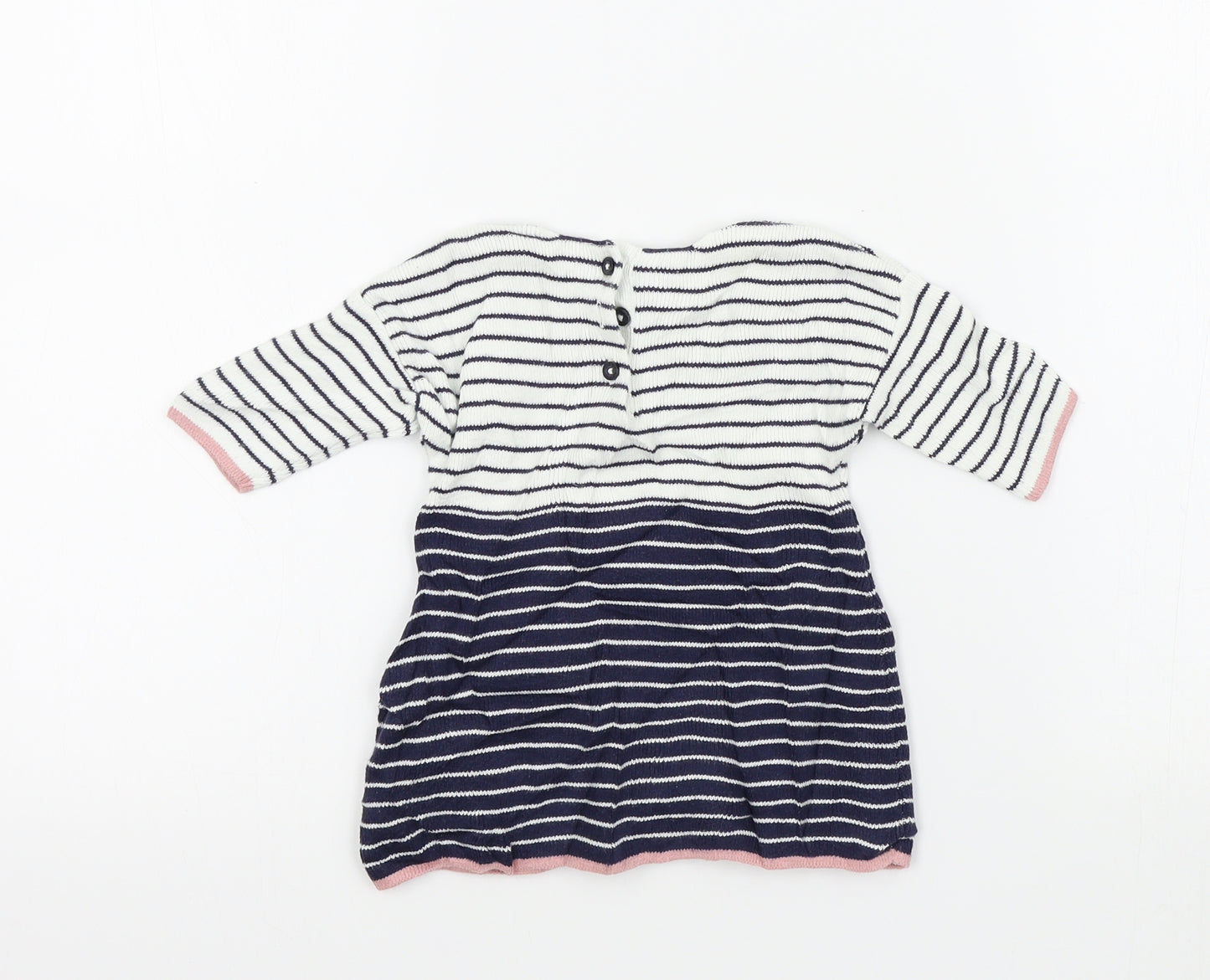 M&S Girls Blue Striped  A-Line  Size 0-3 Months