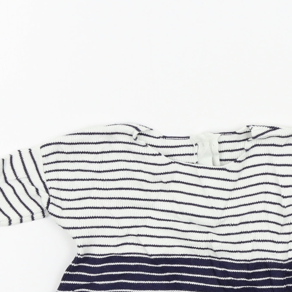 M&S Girls Blue Striped  A-Line  Size 0-3 Months