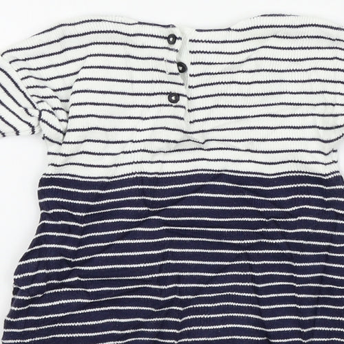 M&S Girls Blue Striped  A-Line  Size 0-3 Months