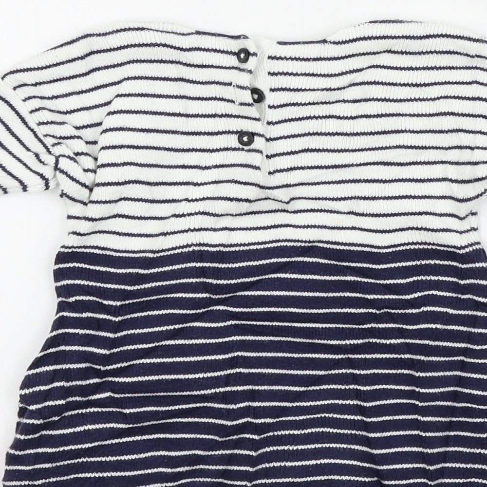 M&S Girls Blue Striped  A-Line  Size 0-3 Months