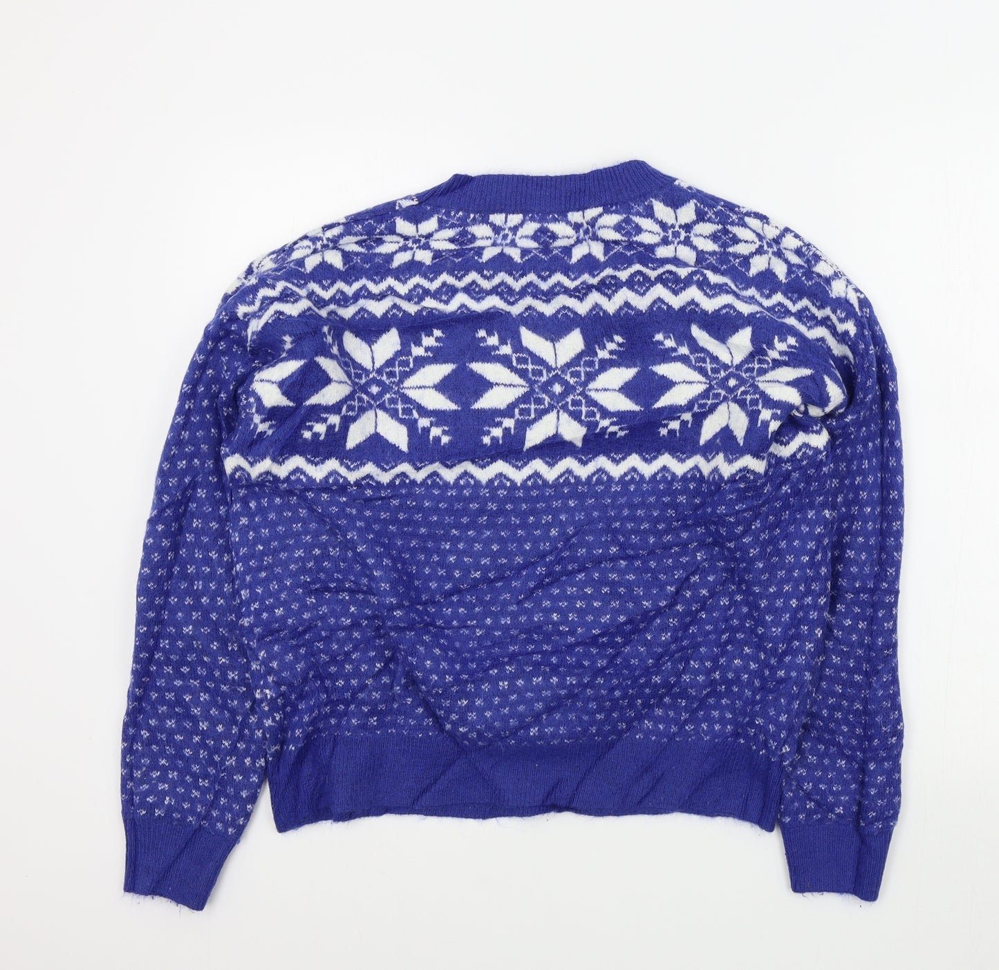H&M Womens Blue Geometric  Pullover Jumper Size S