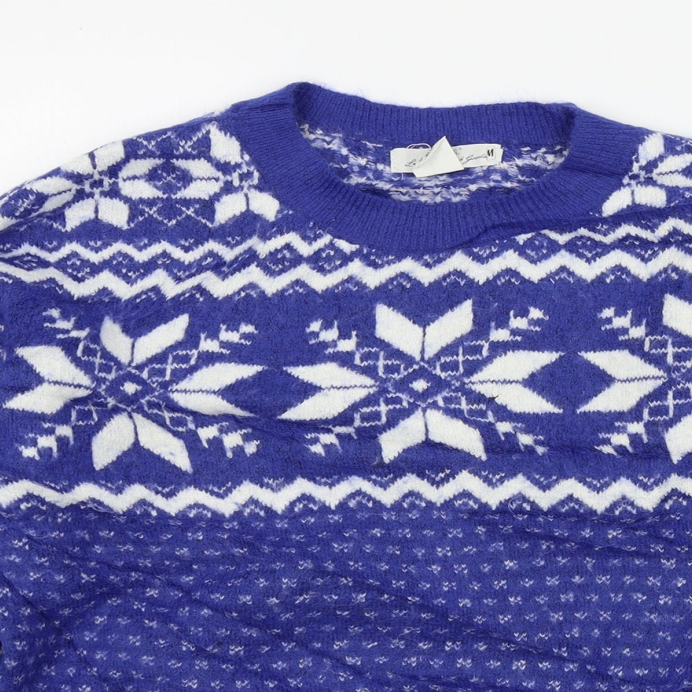H&M Womens Blue Geometric  Pullover Jumper Size S