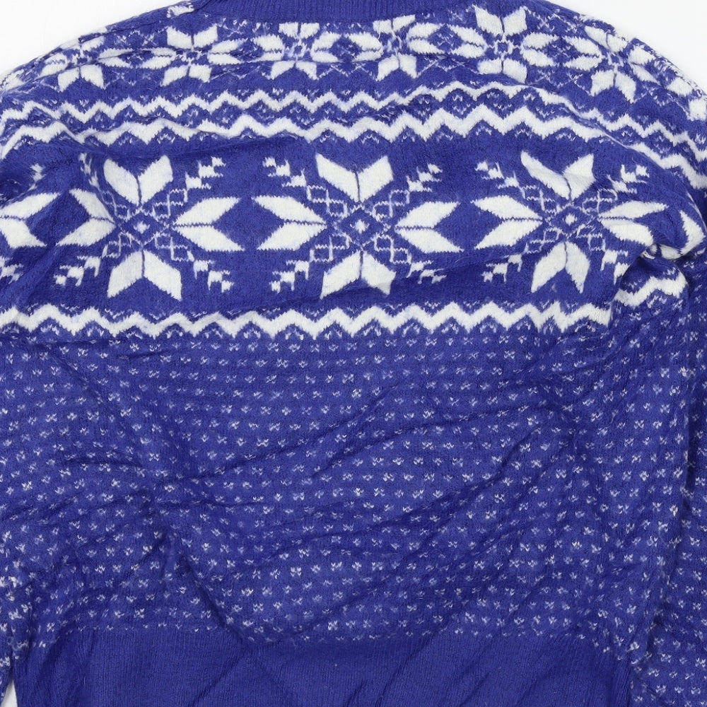 H&M Womens Blue Geometric  Pullover Jumper Size S