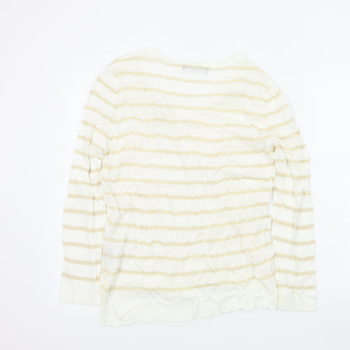 M&S Womens Beige Striped  Pullover Jumper Size 14