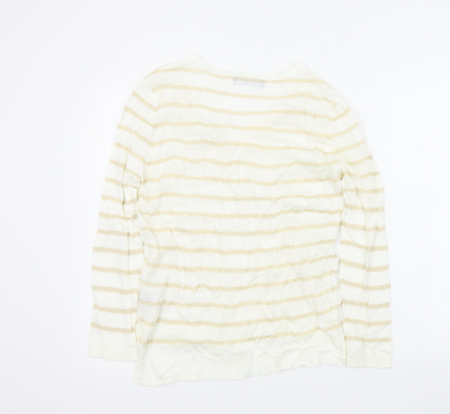 M&S Womens Beige Striped  Pullover Jumper Size 14