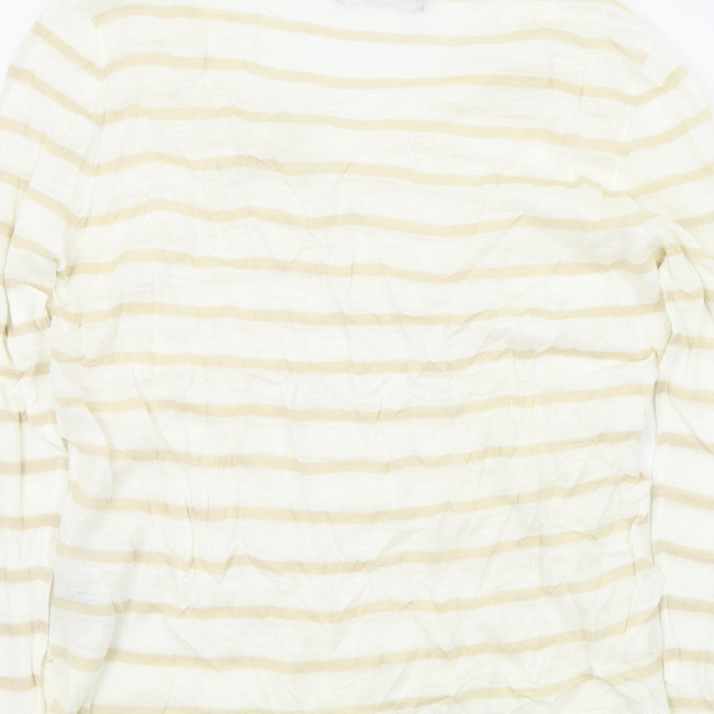 M&S Womens Beige Striped  Pullover Jumper Size 14