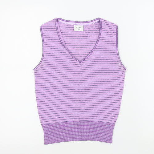 NEXT Womens Purple Striped  Basic T-Shirt Size 8