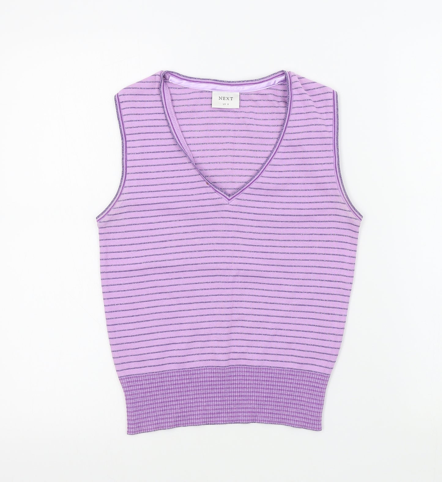 NEXT Womens Purple Striped  Basic T-Shirt Size 8
