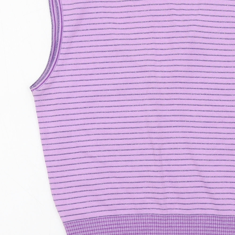 NEXT Womens Purple Striped  Basic T-Shirt Size 8