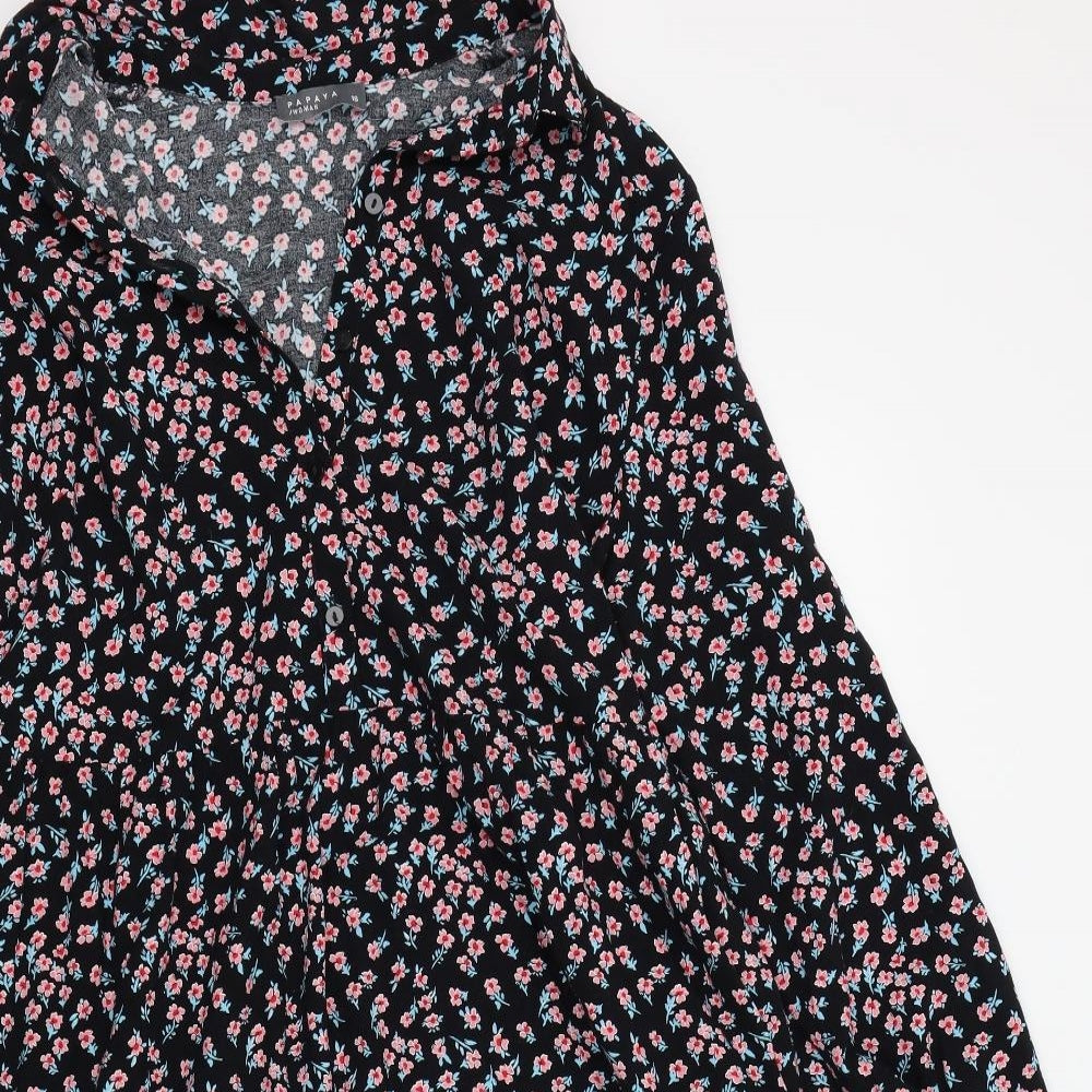 Primark Womens Black Floral  Fit & Flare  Size 16