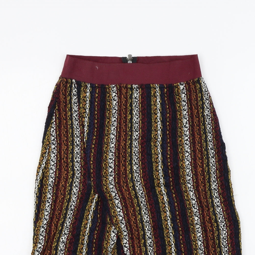 Zara Womens Multicoloured Striped  A-Line Skirt Size XS