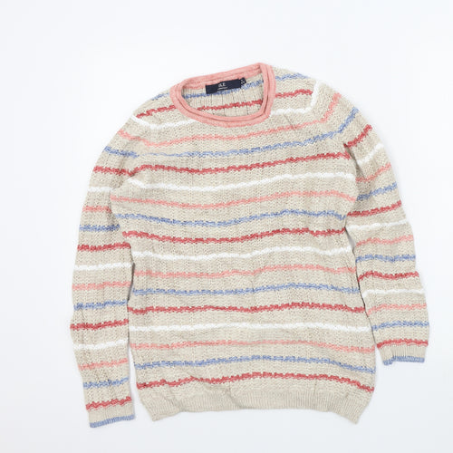 isle Womens Beige Striped  Pullover Jumper Size 10