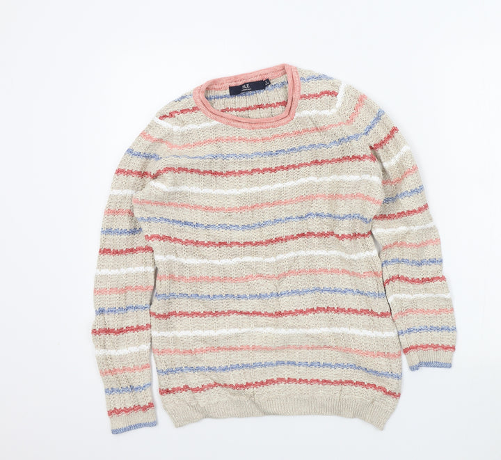 isle Womens Beige Striped Pullover Jumper Size 10