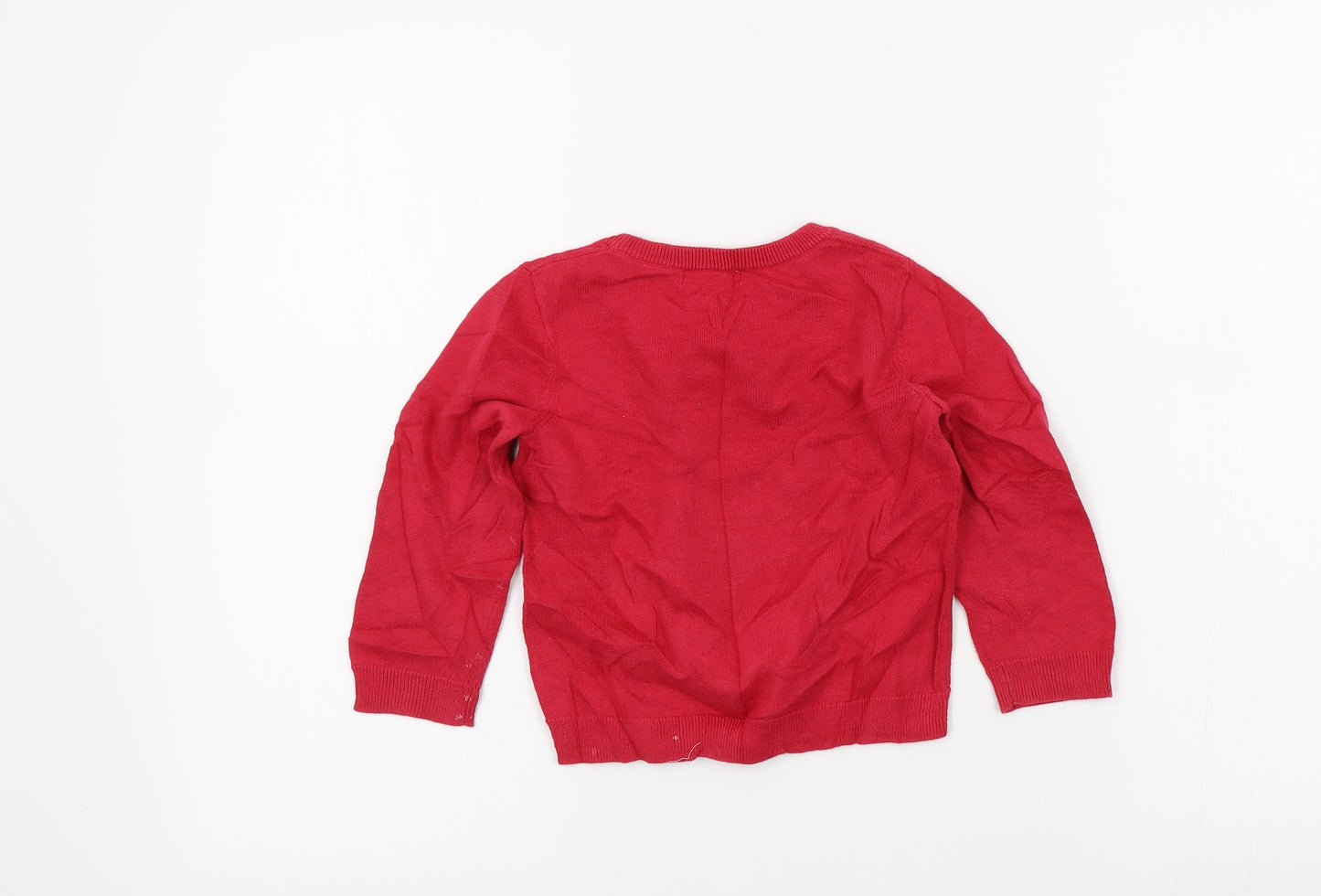 Blue Zoo Girls Red Colourblock  Henley Jumper Size 2-3 Years  - Christmas jumper