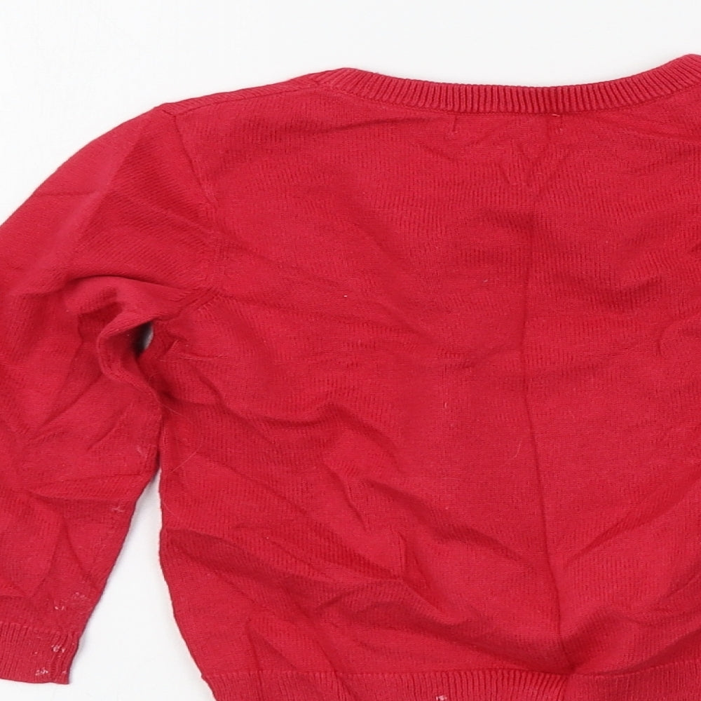 Blue Zoo Girls Red Colourblock  Henley Jumper Size 2-3 Years  - Christmas jumper