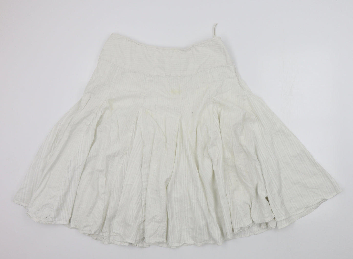 Monsoon Womens White Striped  Flare Skirt Size 14