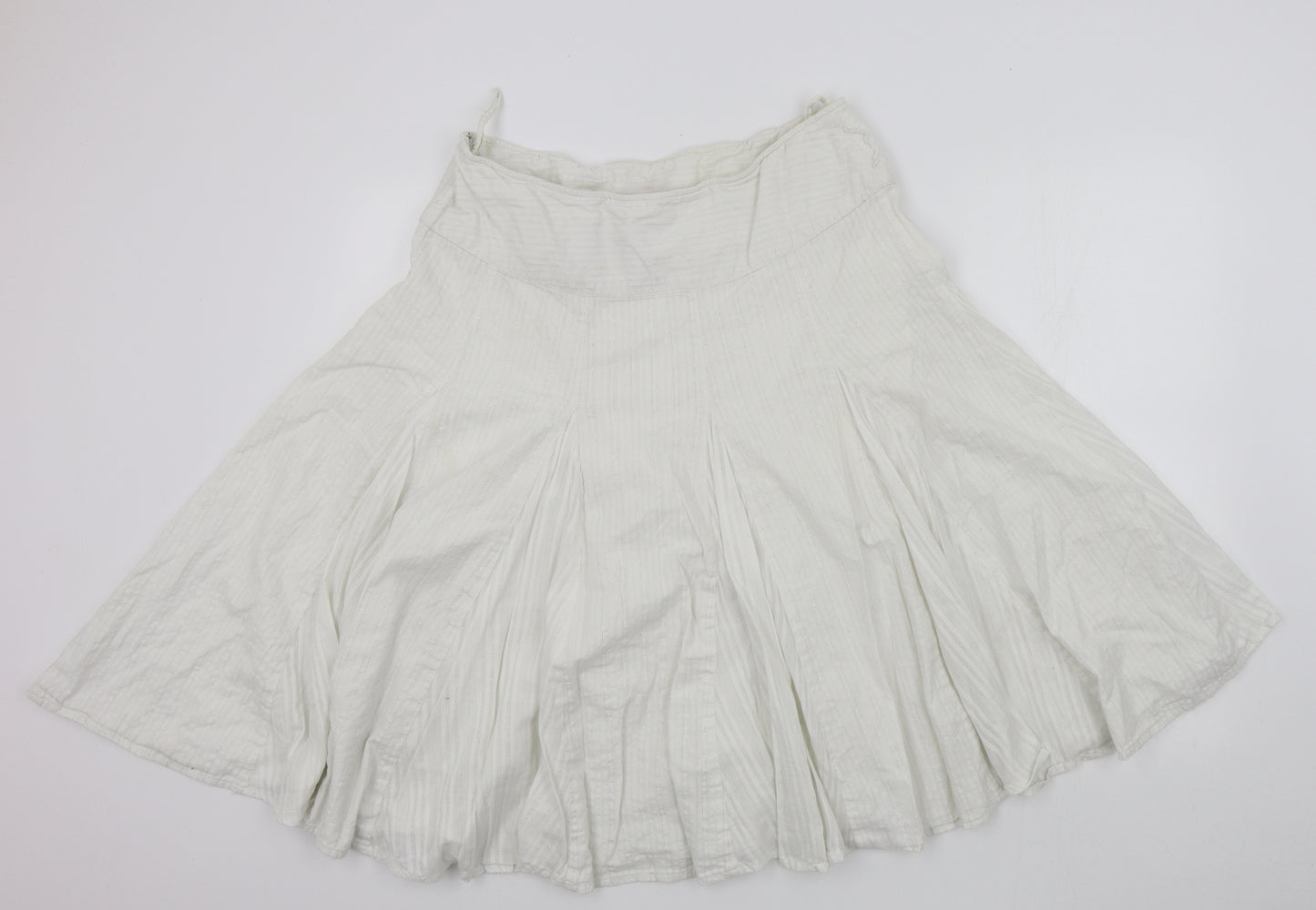 Monsoon Womens White Striped  Flare Skirt Size 14