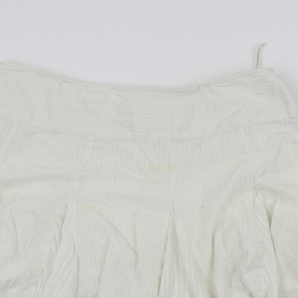 Monsoon Womens White Striped  Flare Skirt Size 14