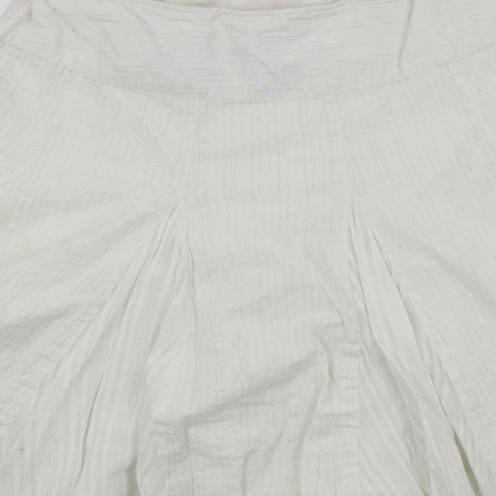 Monsoon Womens White Striped  Flare Skirt Size 14