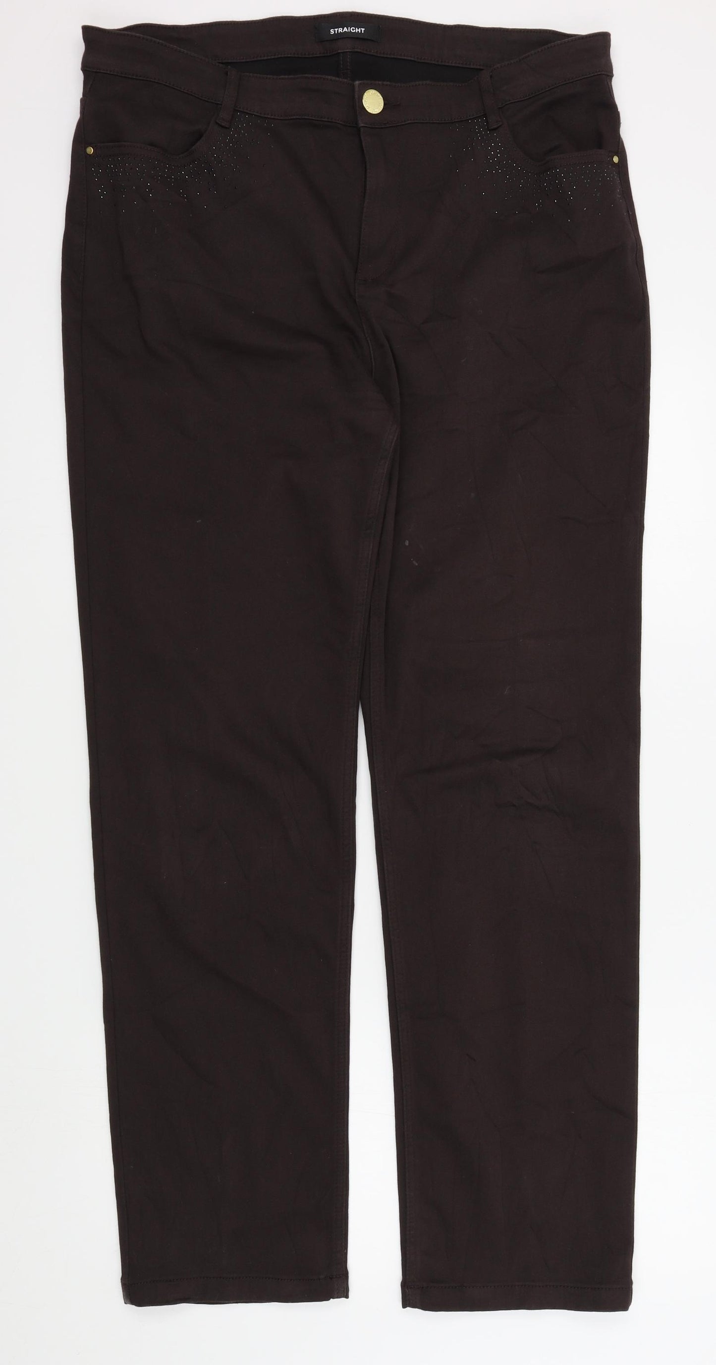 M&S Womens Brown   Trousers  Size 18 L32 in