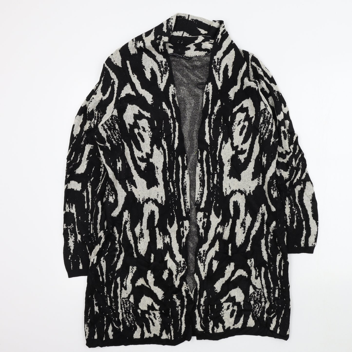 Betty Jackson Womens Black Geometric  Cardigan Jumper Size 8