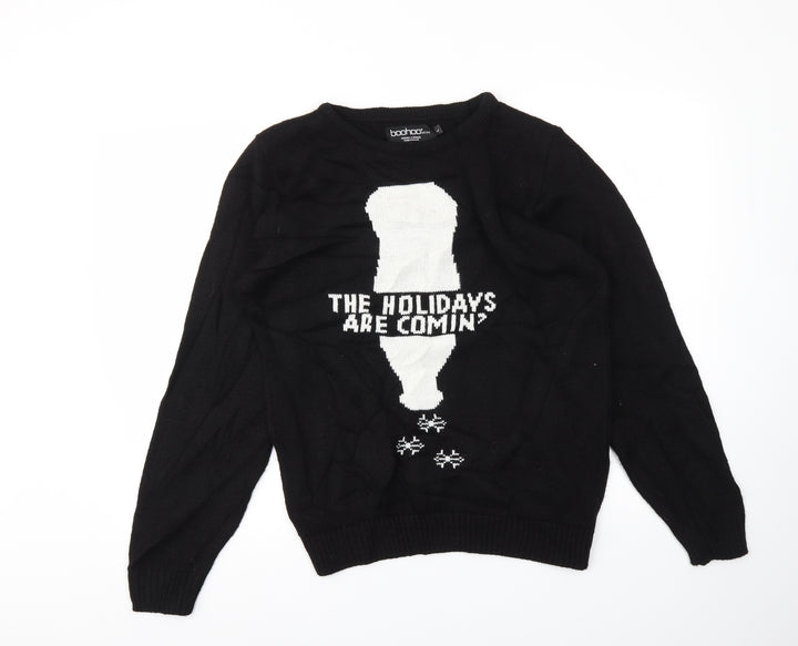Boohoo Womens Black Pullover Jumper Size L