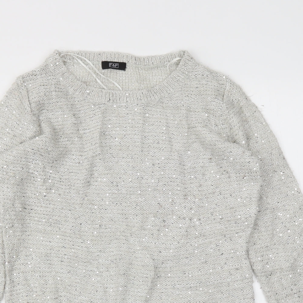 F&F Womens Silver   Jumper Dress  Size 14
