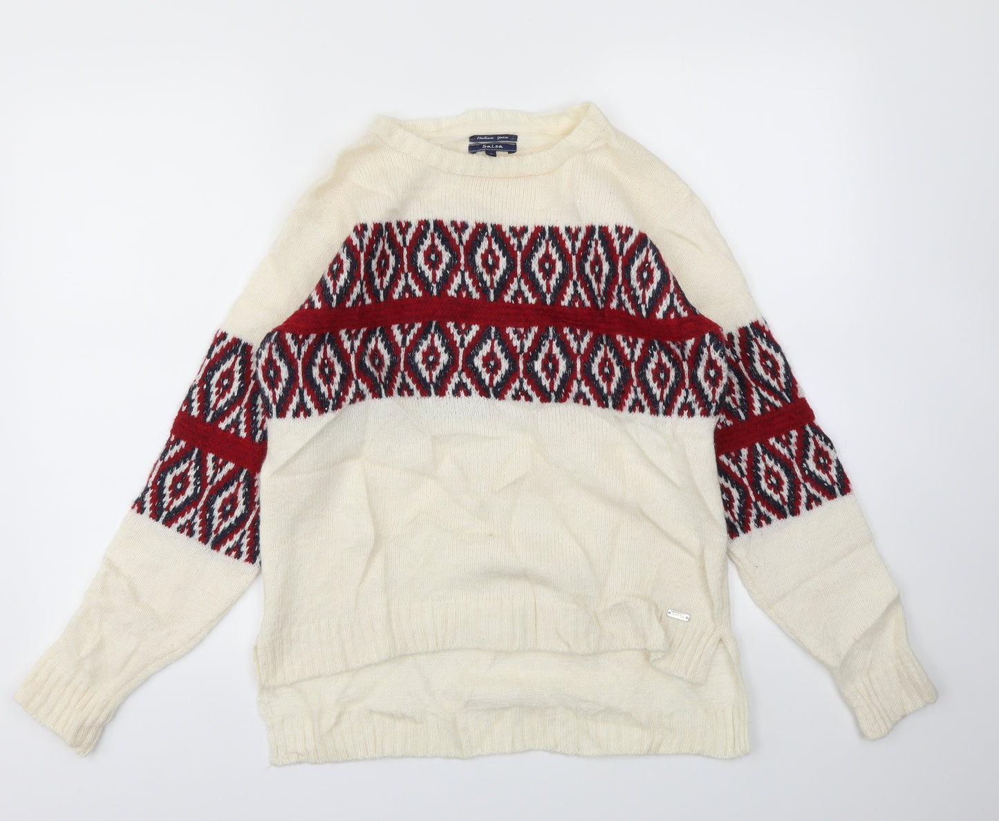 SALSA Womens Multicoloured Argyle/Diamond  Pullover Jumper Size L