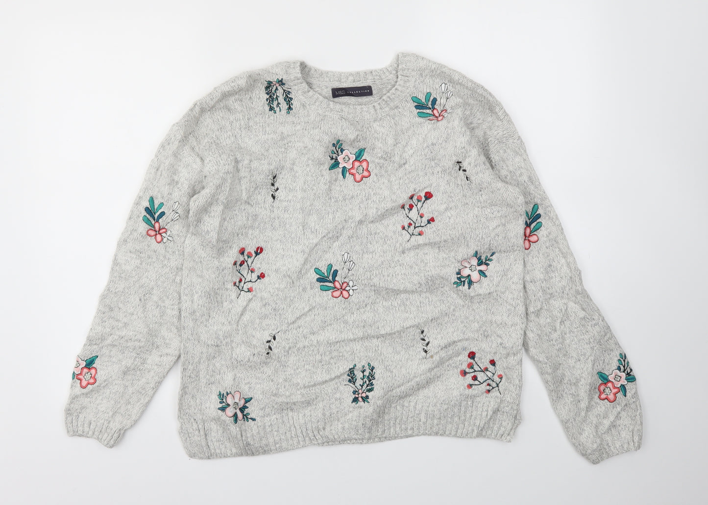 M&S Womens Multicoloured Floral  Pullover Jumper Size 14