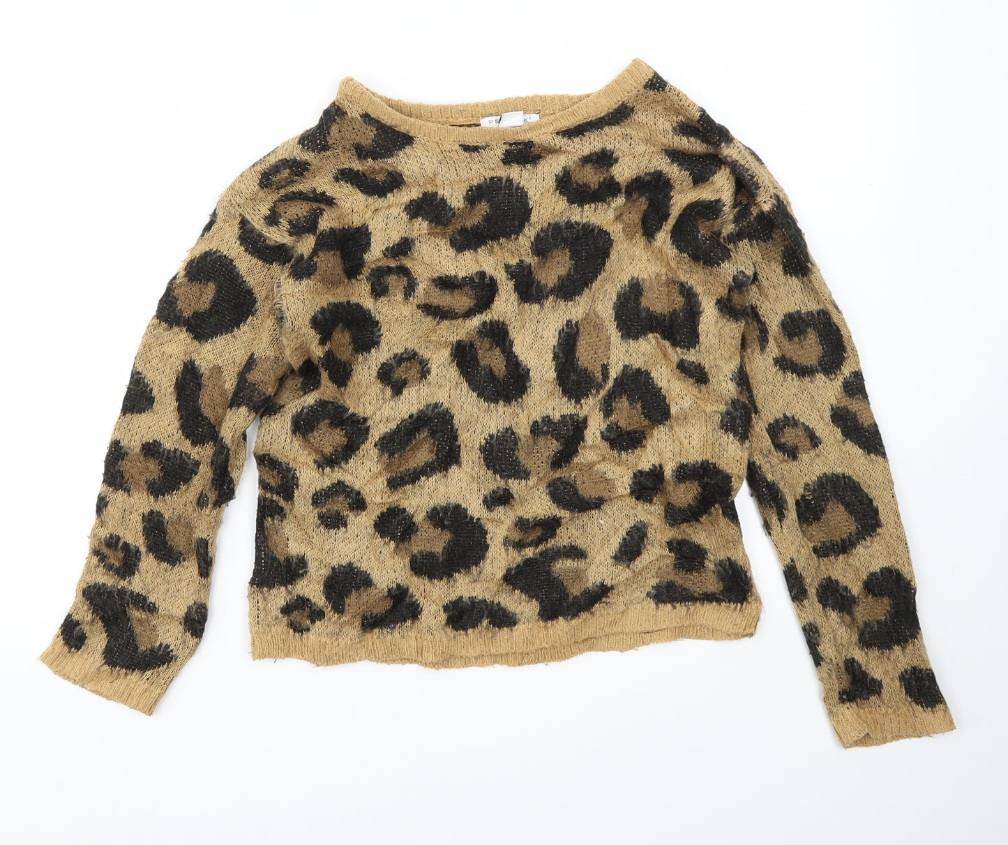 Primark Girls Brown Animal Print  Pullover Jumper Size 10-11 Years