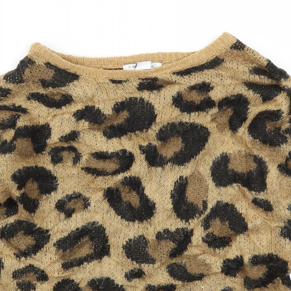 Primark Girls Brown Animal Print  Pullover Jumper Size 10-11 Years