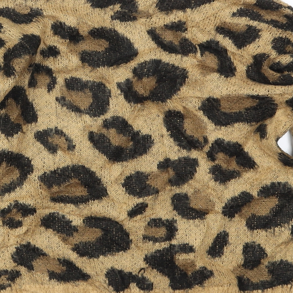 Primark Girls Brown Animal Print  Pullover Jumper Size 10-11 Years