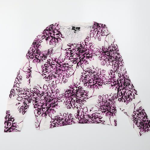 Matalan Womens Purple Floral  Cardigan Jumper Size 10