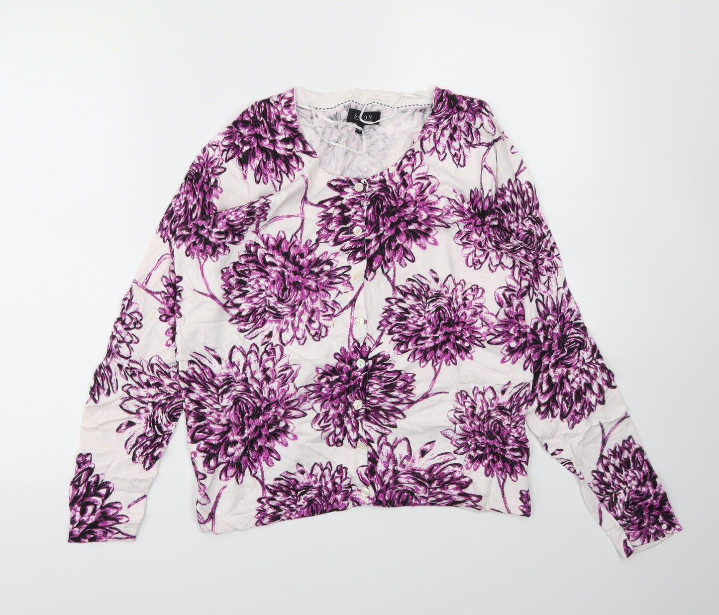 Matalan Womens Purple Floral  Cardigan Jumper Size 10