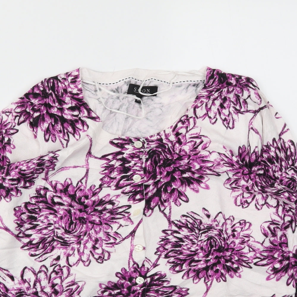 Matalan Womens Purple Floral  Cardigan Jumper Size 10