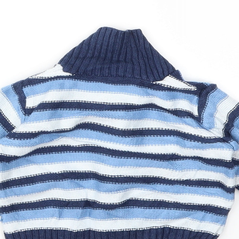M&S Boys Blue Striped  Cardigan Jumper Size 6-9 Months