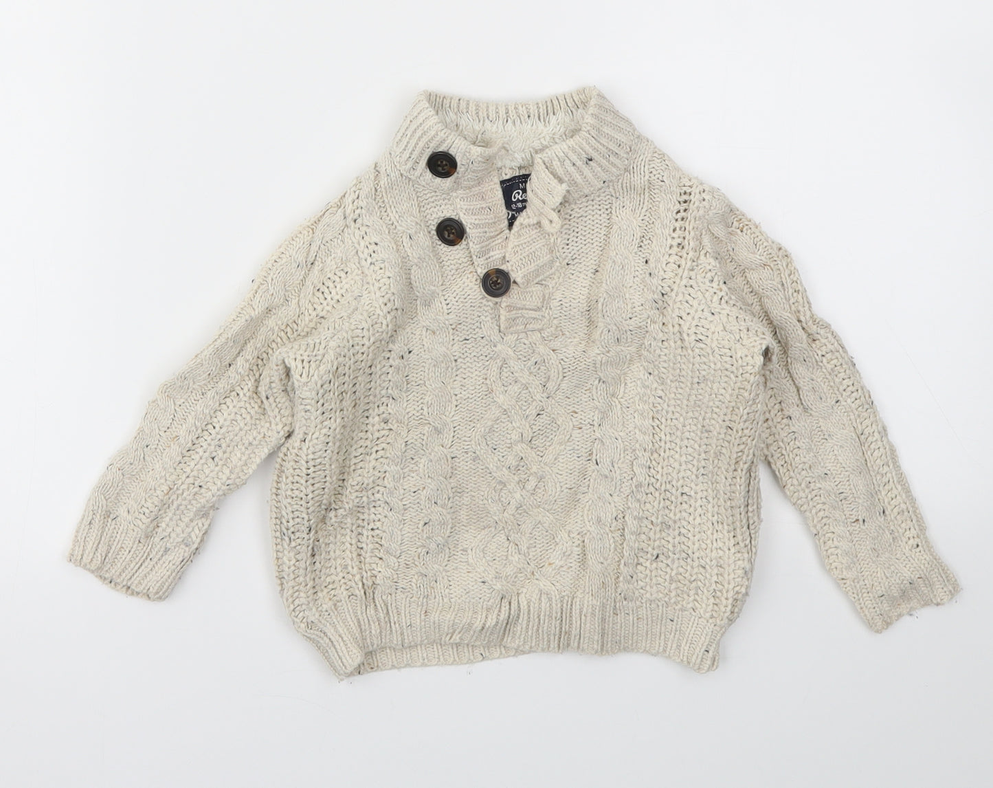 Rebel Boys Beige   Pullover Jumper Size 12-18 Months
