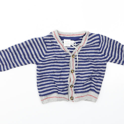 Mini Club Boys Blue Striped  Cardigan Jumper Size 0-3 Months