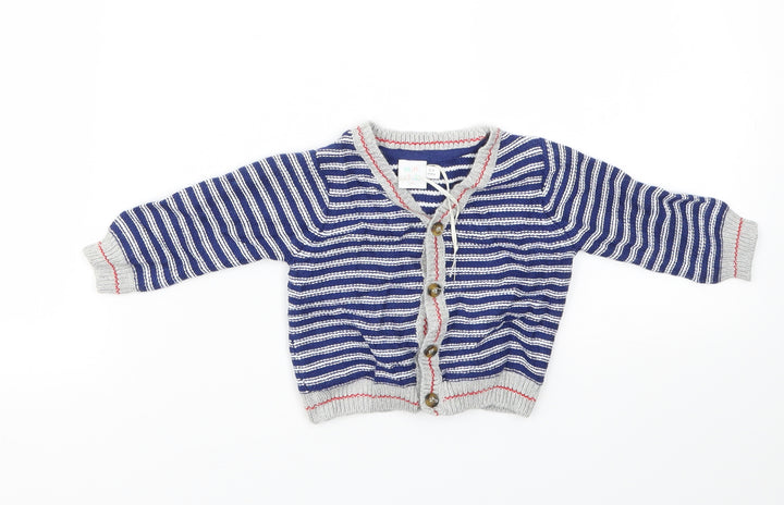 Mini Club Boys Blue Striped Cardigan Jumper Size 0-3 Months