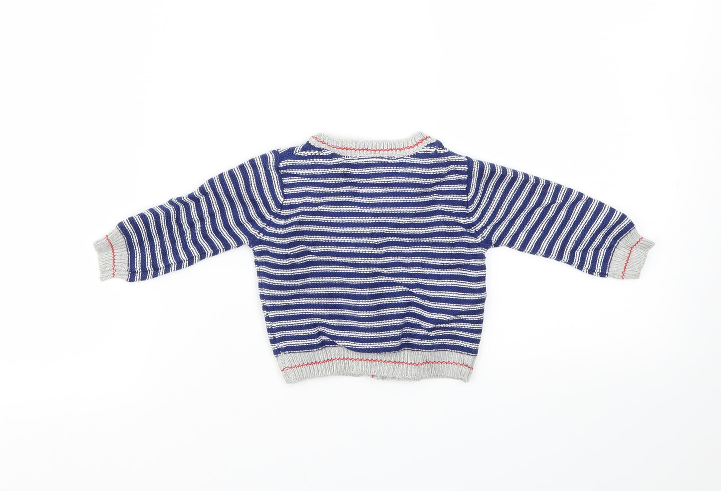 Mini Club Boys Blue Striped  Cardigan Jumper Size 0-3 Months