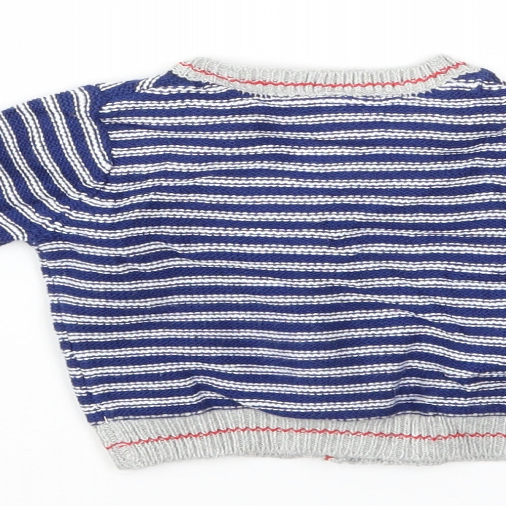 Mini Club Boys Blue Striped  Cardigan Jumper Size 0-3 Months