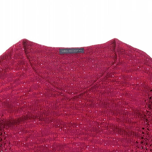M&S Womens Purple   Basic T-Shirt Size 8
