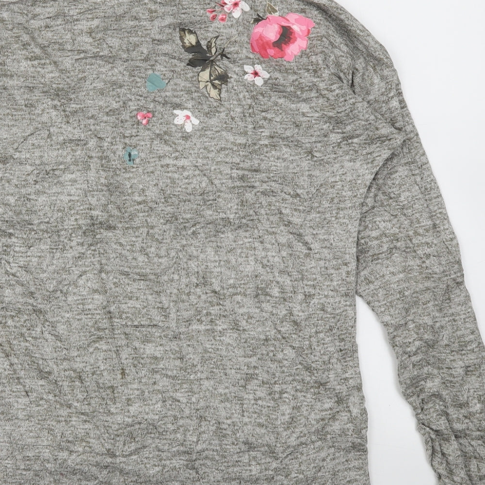 H&M Girls Grey Floral  Basic T-Shirt Size 13-14 Years